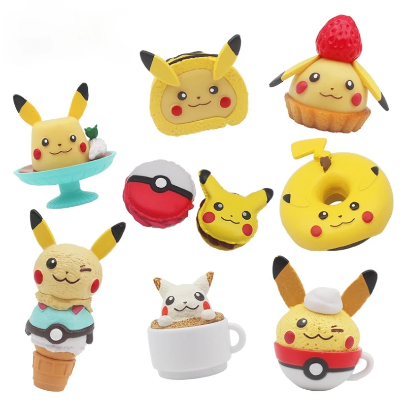 

Pokemon Miniature Cake Shape Doll Pikachu Figurines Dessert Candy Toys Gachapon Collection Desktop Ornaments Kids Gifts