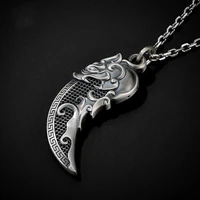 s999 sterling silver wolf tooth pendant mens necklace thai silver personality simple pendant simple retro hanging neck jewelry