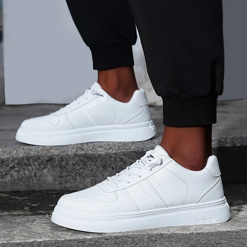 White Comfortable Men Skateboarding Shoes Skate Low-top Walking Sneakers Flat Concise Casual Shoe 2022 New Autumn New Men Shoes