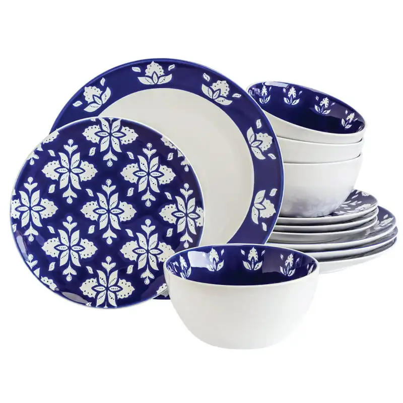 

Home 12 Piece Indigo Stoneware Dinnerware Set by Vergara