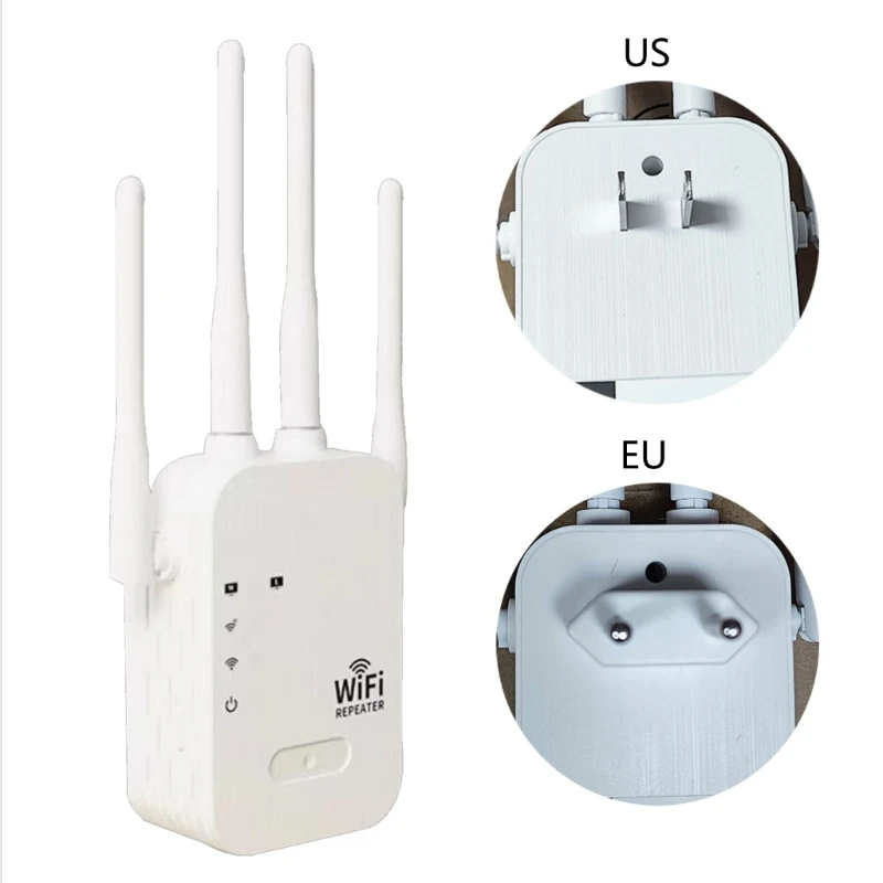 

E5BA 1200Mbps WiFi Repeater WIFI Router 2 in 1 2.4+5Gz SIgnal Booster Extender with 4 Antennas WIFI Coverage