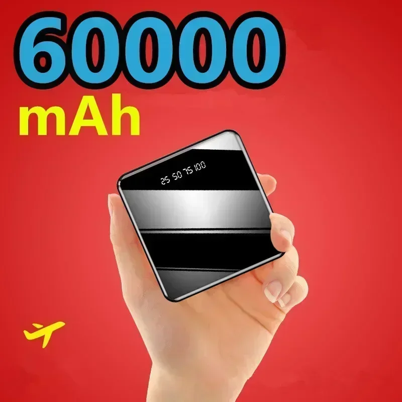 Мини 60000 мАч Портативный внешний аккумулятор 2 USB ЖК-дисплея с цифровым дисплеем