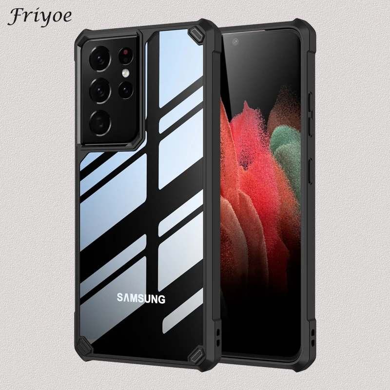 Clear Back Cover For Samsung Galaxy S21 FE Plus Ultra 5G Airbags Transparent Shockproof Case Coque Pouch