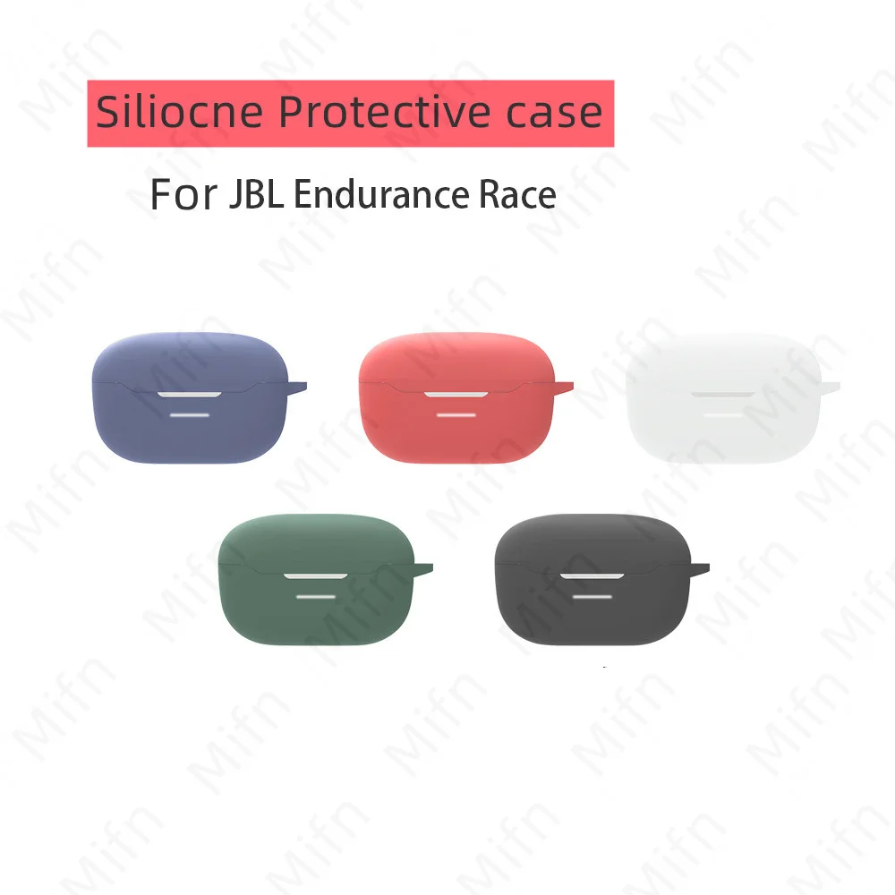 

Silicone Case Cover Earphones Skin Cover with Keychain For JBL Endurance Race Waterproof Shockproof Anti-dust Protective Case