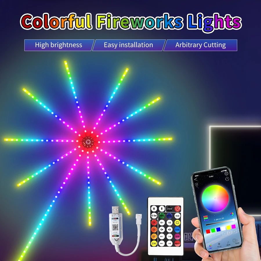 RGB светодиодная фейерверк с управлением через приложение и Bluetooth
