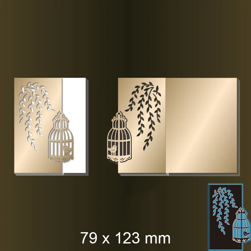 

Пресс-формы птичья клетка под ивой карточкой, новый металлический альбом «сделай сам», бумага, тиснение, трафарет, украшение для поздравите...