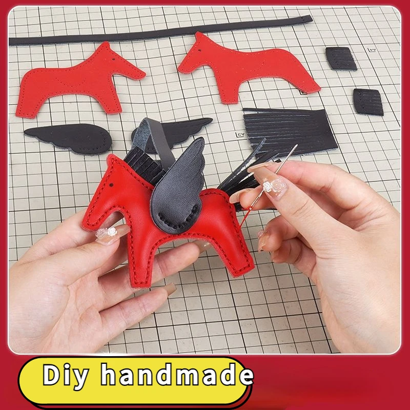 

Diy Hand Sewn Mini Leather Bag Fly Horse Charms Real Leather DIY Craft Supplies
