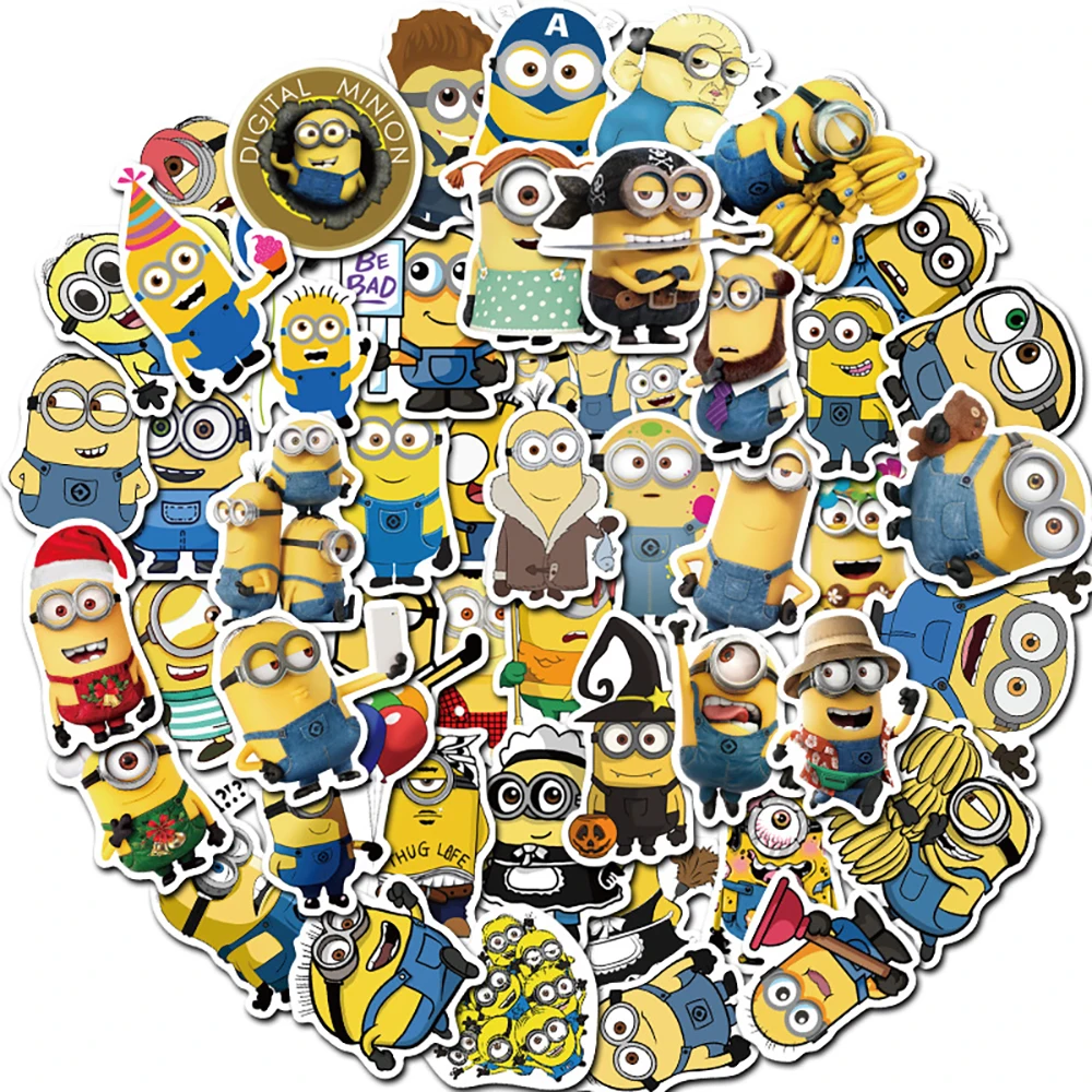 

50pcs Minions Stickers Cartoon Anime Sticker Cute Graffiti Decal diary Water cup Luggage fridge Laptop Skateboard kid toy