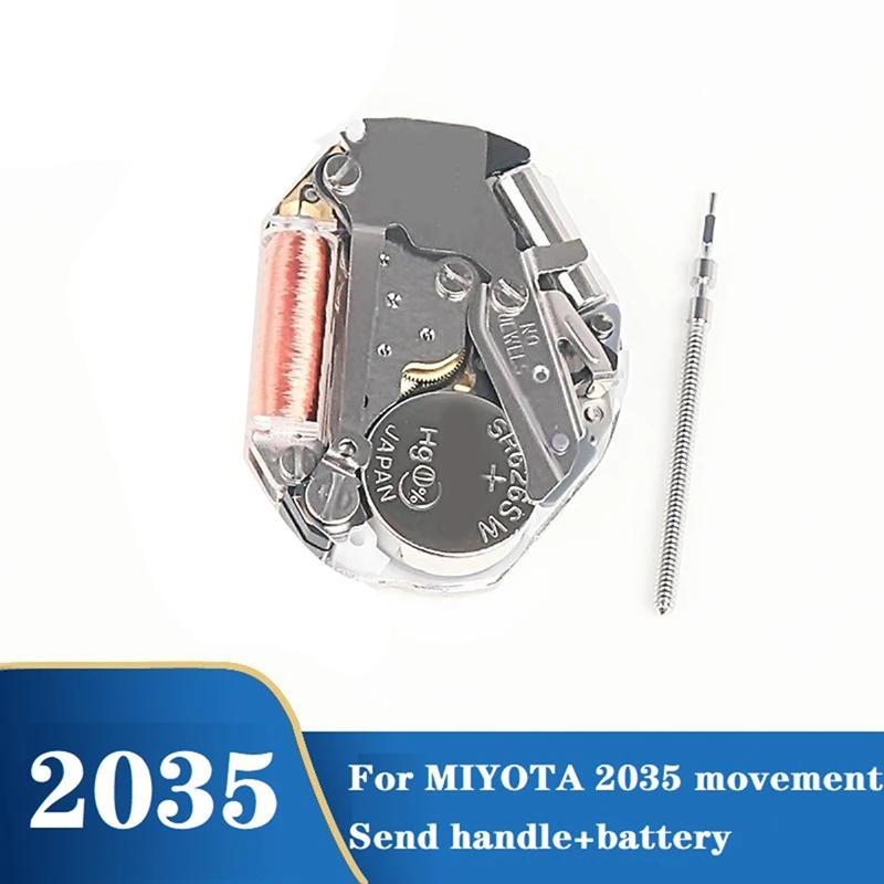 

Механизм для MIYOTA 2035 + ручка механизма 2035 без календаря, сменный высокоточный механизм с тремя иглами для кварцевых часов