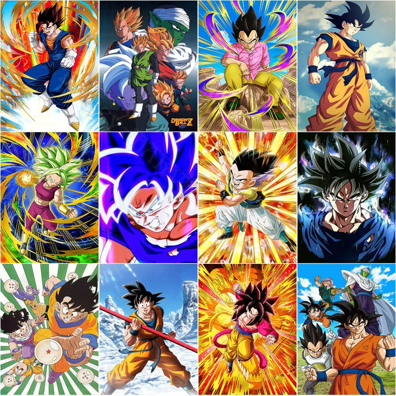 

Dragon Ball Diamond Painting Bandai Japanese Cartoon Movie Comic Diamond Mosaic Round Square Drill Diamond Embroidery Handmade