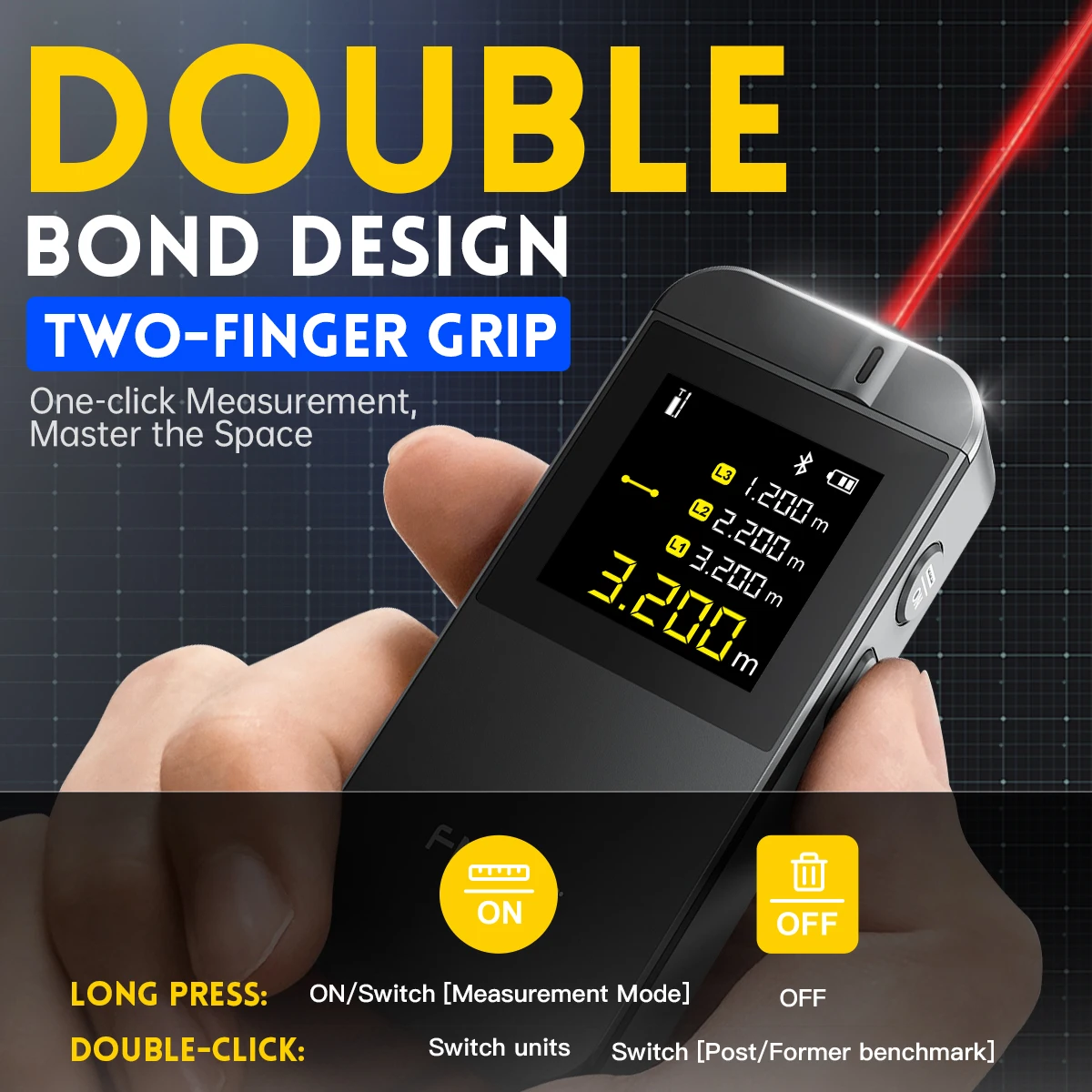 Цифровой лазерный дальномер FNIRSI IR40 строительная рулетка точный измеритель