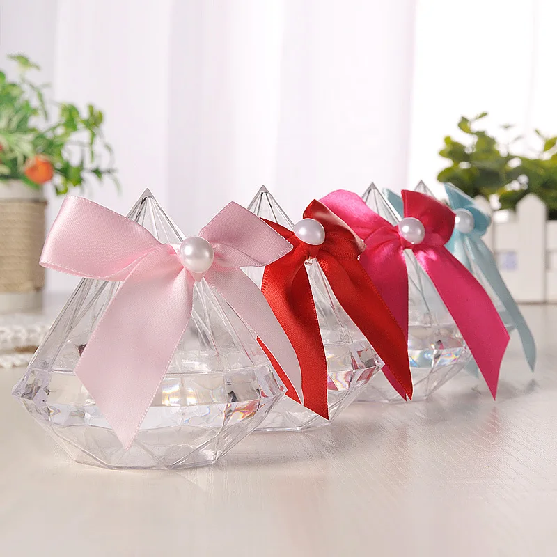 

1pcs Diamond Shape Candy Box Wedding Birthday Party Gift Transparent Plastic Creative Chocolate Petals Container Box Durable Box