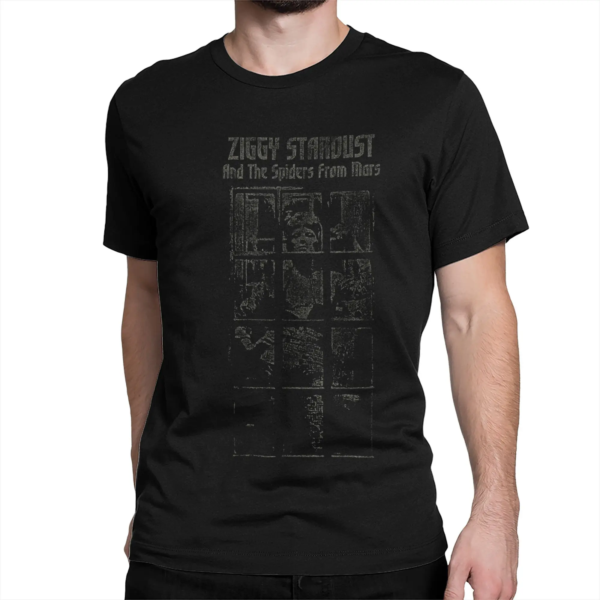 Crazy Davids Star Bowied And The Spiders From Mars Faded T-Shirts Men 100% Cotton T Shirts Tee Shirt Birthday Gift Clothing