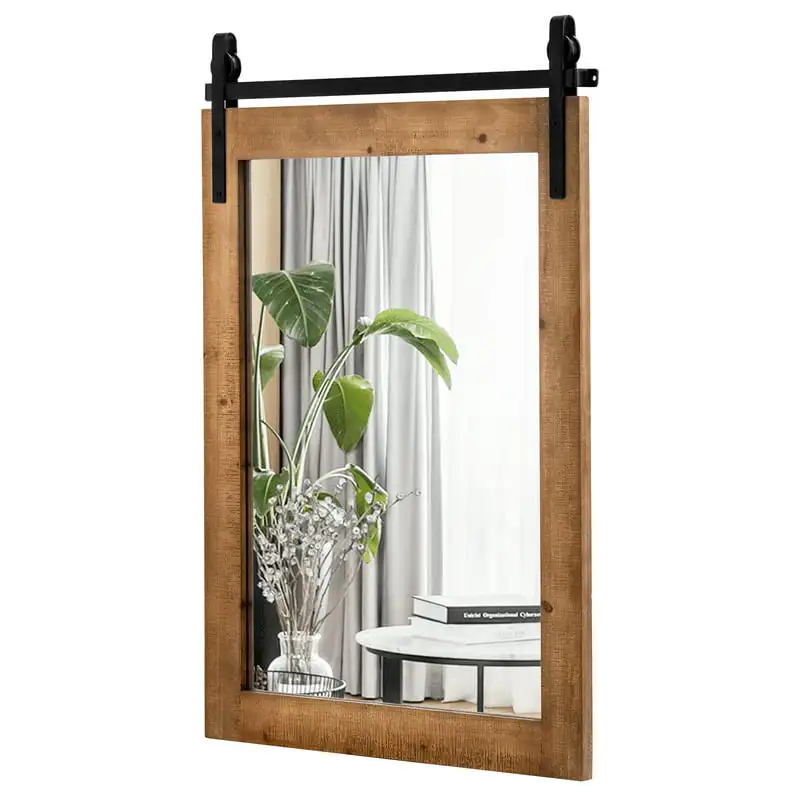 

Винтажная коричневая деревянная рама, настенное зеркало для туалетного столика, дверное декоративное зеркало для душа, настольное зеркало, боди-зеркало, корейский декор комнаты, слушайте