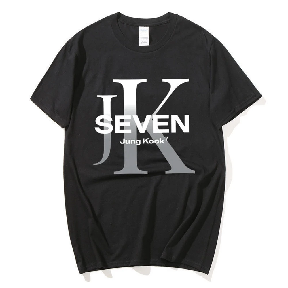 

KPOP SEVEN 7 JUNG-KOOK Letter Printed Cotton Short Sleeve Summer Harajuku Women's T-shirt Versatile Couple Casual Tee Top Women