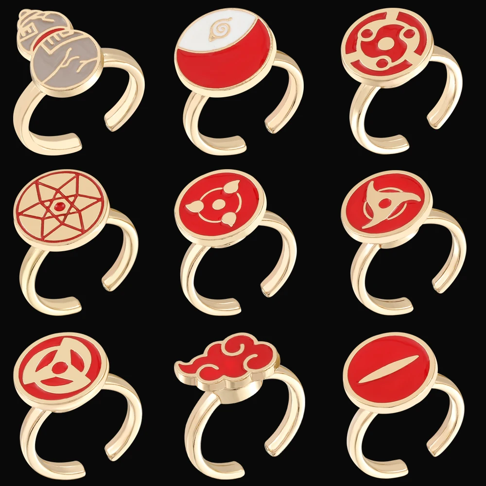 Японское аниме кольцо Наруто мультфильм Шаринган тенсиган ринотриган кровь Лунган логотип металлические кольца для фаната Косплей Коллекция игрушек подарок