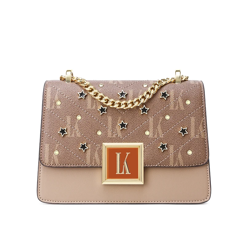 Женская сумка-тоут на одной цепочке с заклепками