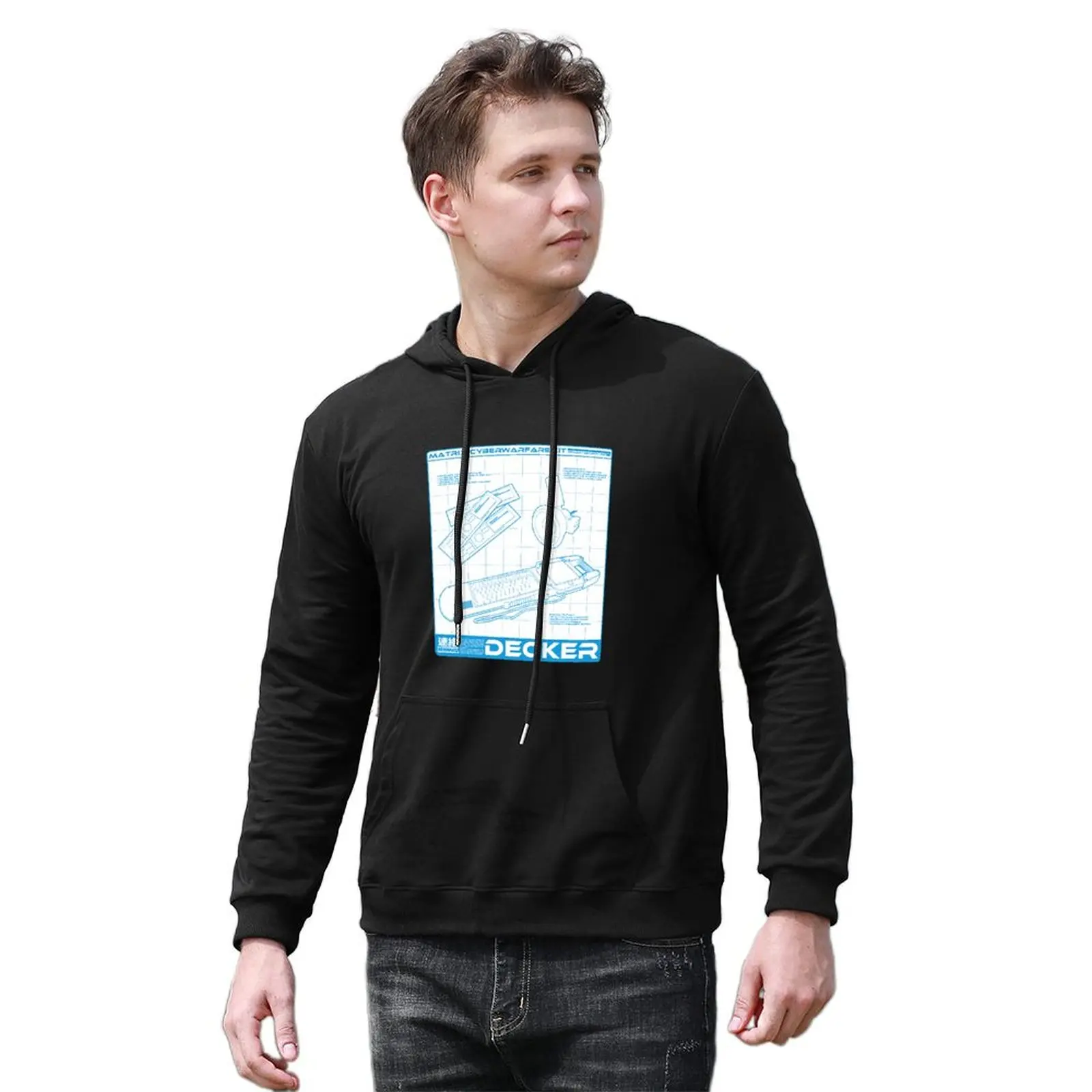 Shadowrun - Decker Shirt (Версия 1) пуловер с капюшоном корейская одежда мужская толстовка