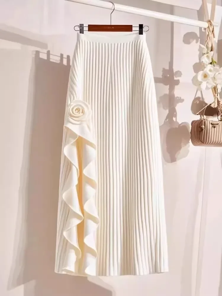 Элегантные милые макси-юбки-миди женские длинные тонкие розовые юбки