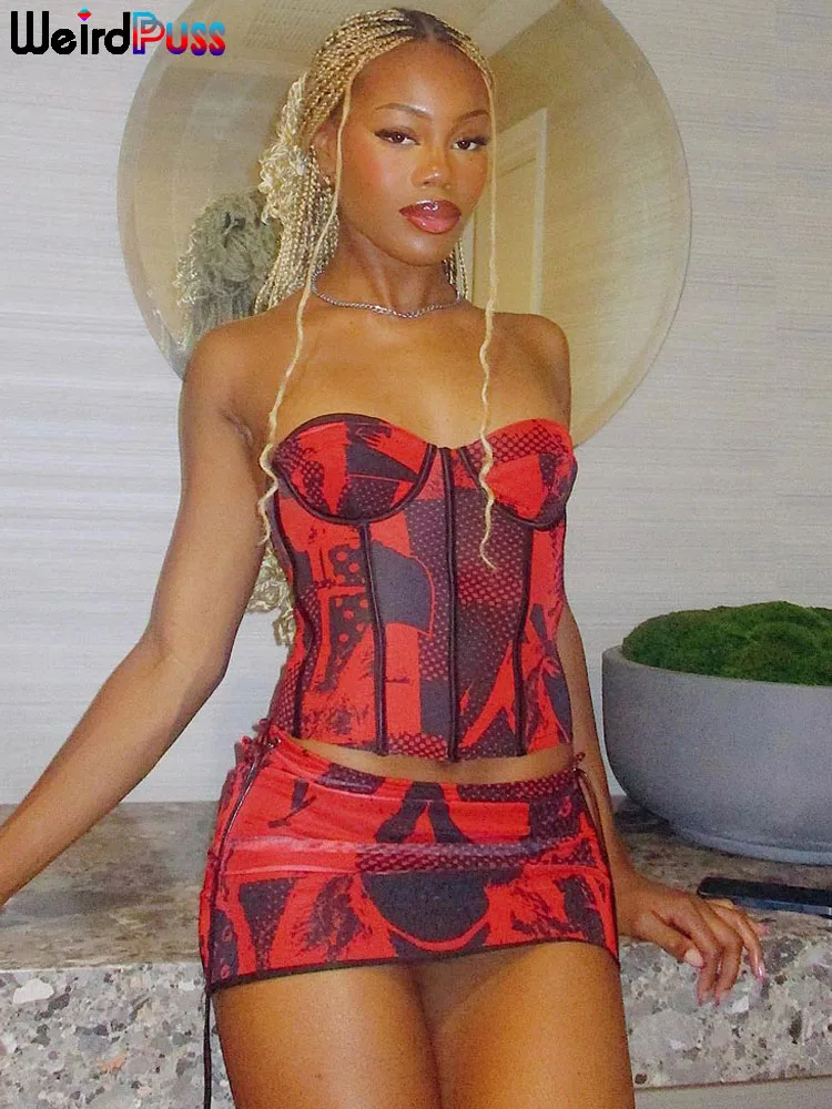 Комплект одежды женский из 2 предметов элегантный облегающий корсет без бретелек