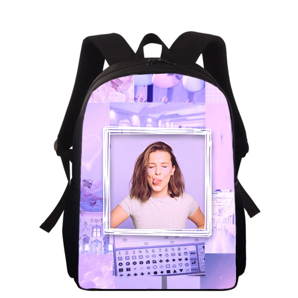 Millie Bobby Brown 15” 3D Print Kids Backpack Primary School Bags for Boys Girls Back Pack Students School Book Bags