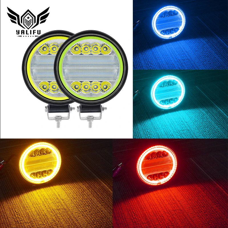 

Светодиодная панель рабочего освещения, круглая автомобисветильник фара 72 Вт, 12 В, 9-36 в светильник фара для грузового внедорожника, 12/24 в, св...