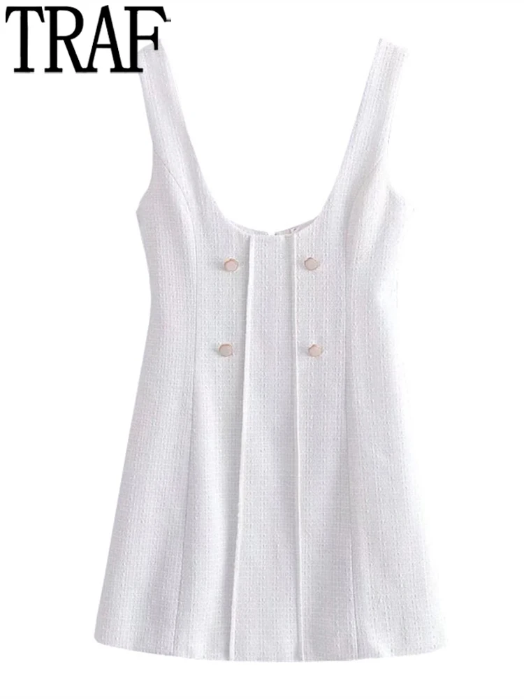 

Платье женское короткое на пуговицах, без рукавов