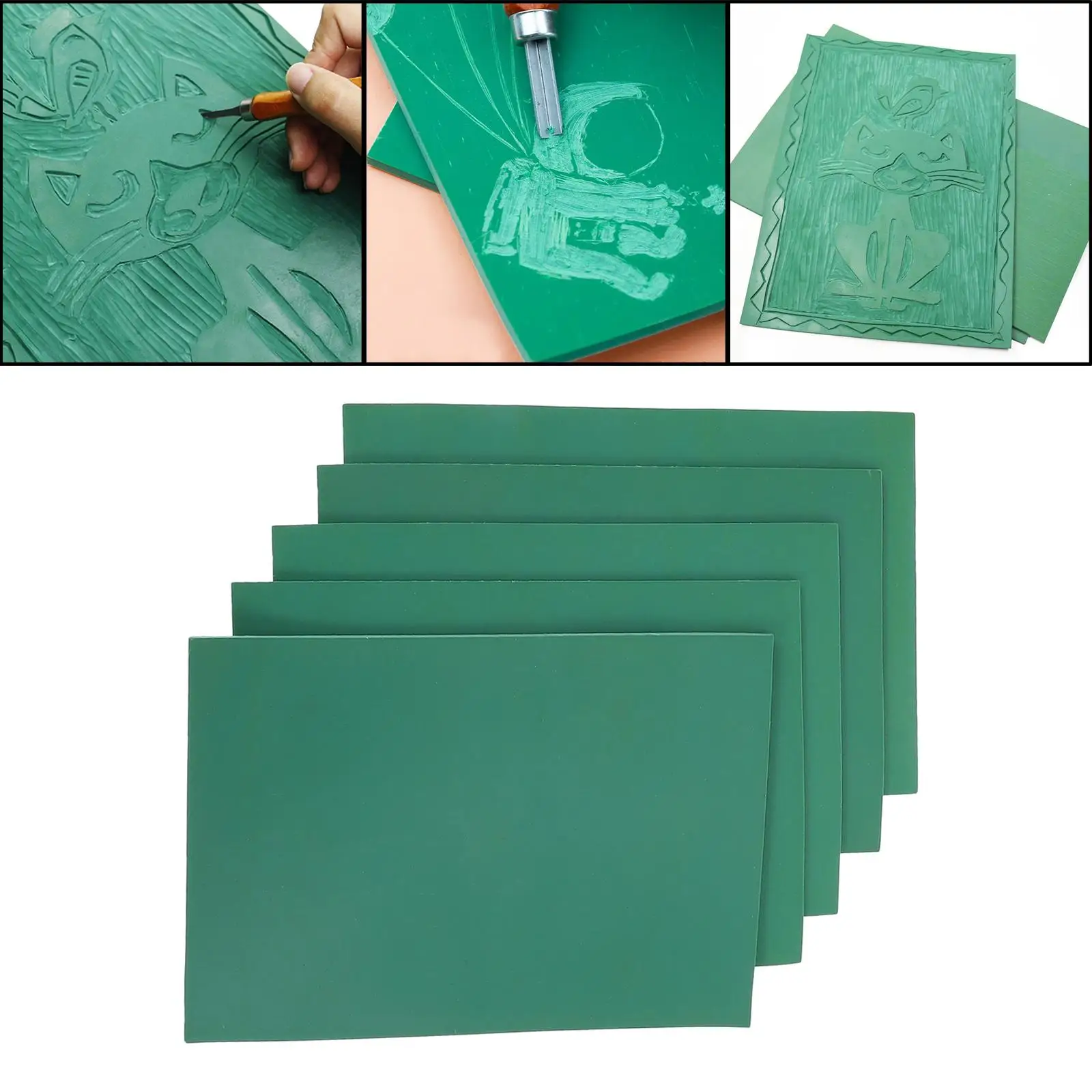 

5Pcs Carving Rubber Plate Carving Rubber Sheet Stamp Blocks Printmaking Engraver Artwork Making Rubber Sheet Engraving Beginner