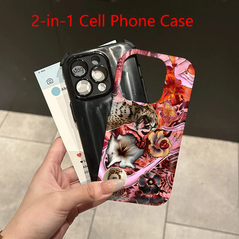 Фото Для iPhone 17 Pro Max чехол розовый Oleander с леопардовым принтом матовый тонкий, совместимый с iPhone 17, 16, 15, 14, 13, 12, 11 №4