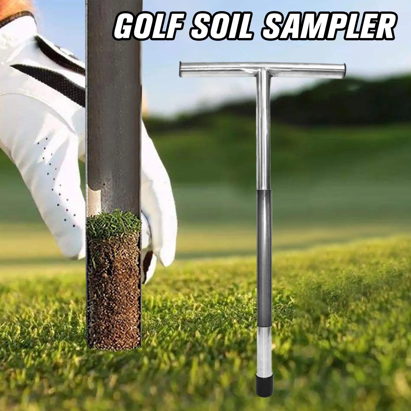 

Soil Sampler Probe Steel Soil Test Kits Golf Field Sampling Course Lawn Maintenance Tool 19.8*10in