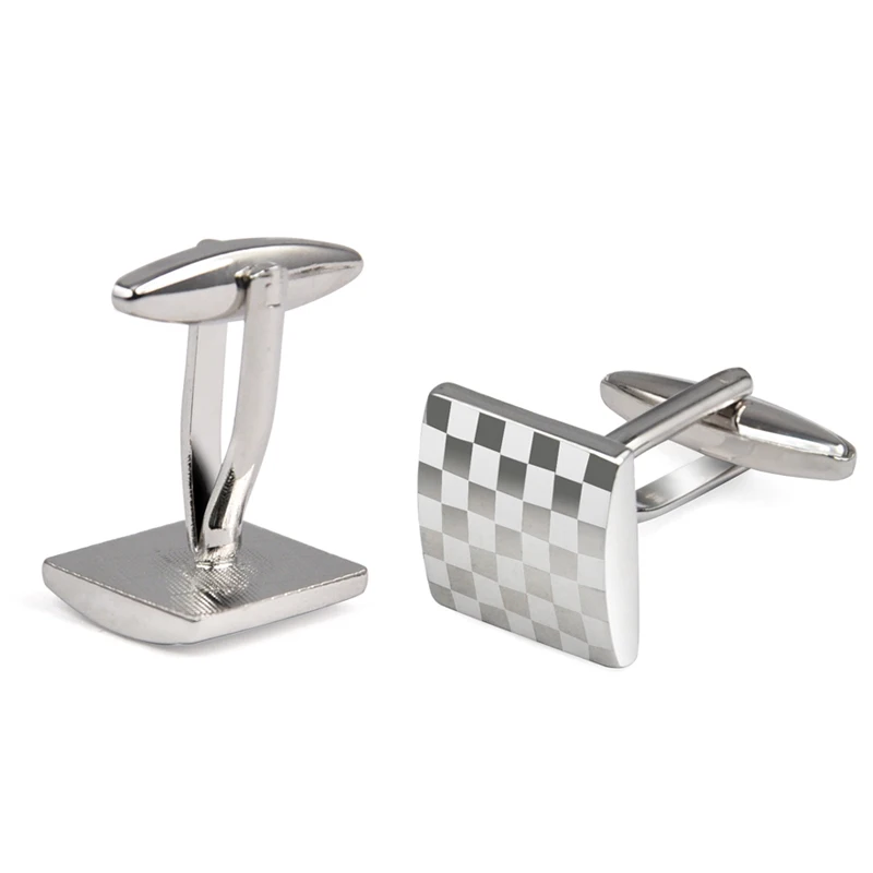 

Mens Stainless Steel Business Shirt Silver Square Lattice Wedding Cufflinks