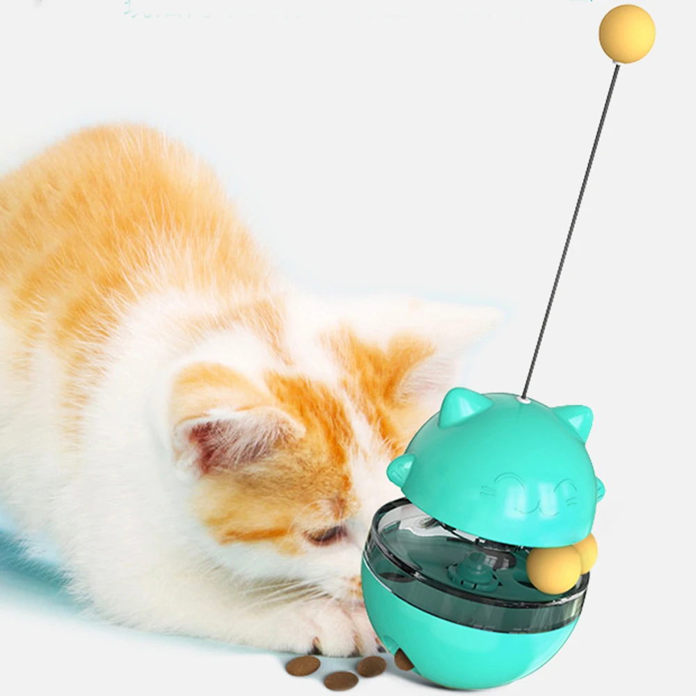 

Cat Food Container Adjustable Snack Cat Entertainment Toys Funny Cat Stick Pets Slow Food Fun Tumbler