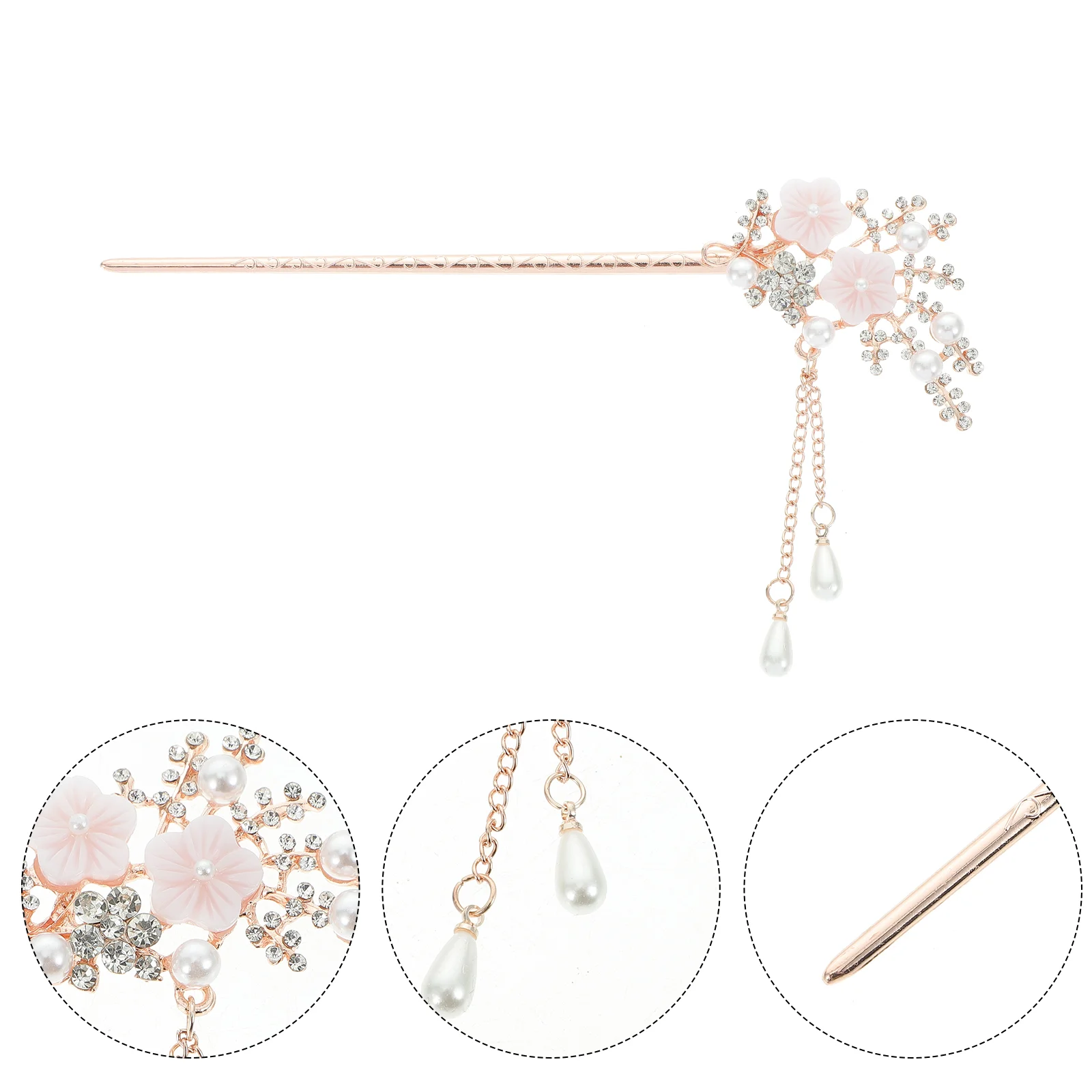 

Hair Stick Flower Sticks Chopstick Hairpin Tassel Rhinestone Pearl Chopsticks Alloy Chignon Chinese Vintage Crystal Clip