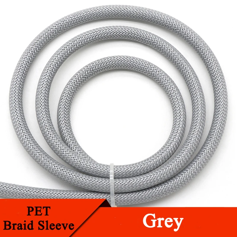 

1/10M Grey PET Braided Sleeve 2 4 6 8 10 12 14 16 20 25 30 40 50 60mm High Density Insulated Cable Protection Expandable Sheath
