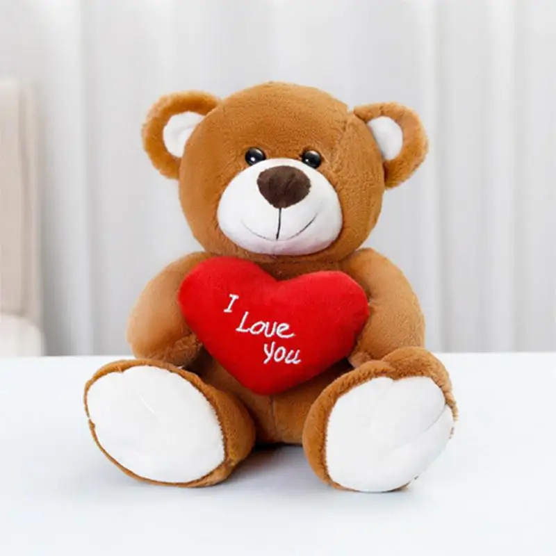 

I Love You Teddy Bear Soft Stuffed Animal Plush Toy Holding LOVE Heart Doll Gift For Valentine Day Girls' Birthday Party