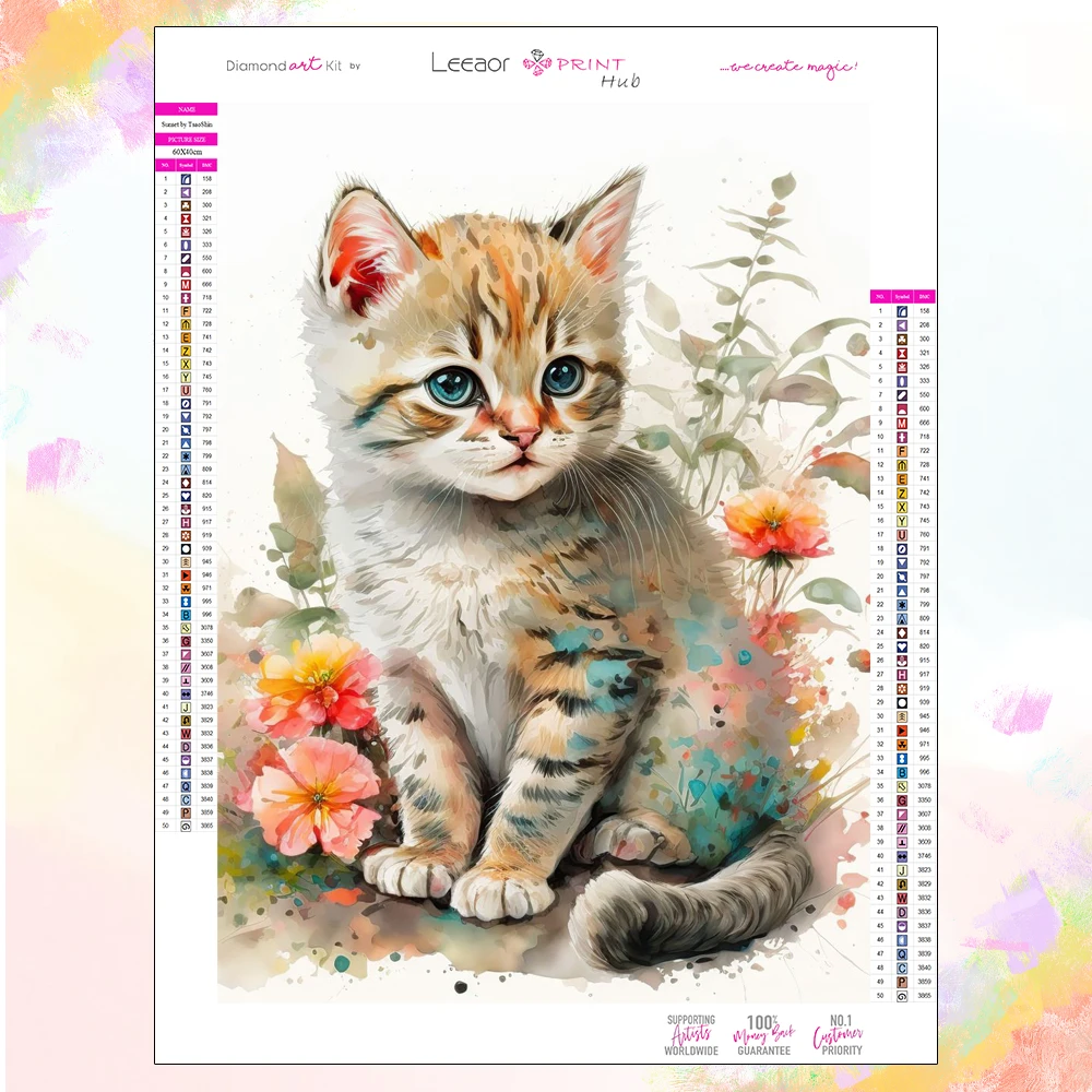 

DIY Mosaic Diamond Painting Art Graffiti Animal Cat Cute Cartoon Lavender Flower Abstract Picture Embroidery Children Decor Gift
