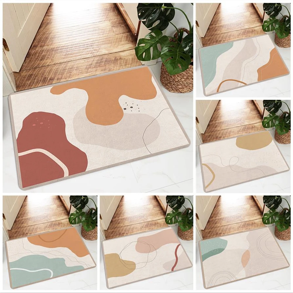 Scandinavian Anti Slip Bathroom Doormat Furry Carpet Floor Rug Bath Kitchen Living Room Entrance Door Mat for Bedroom Nordic