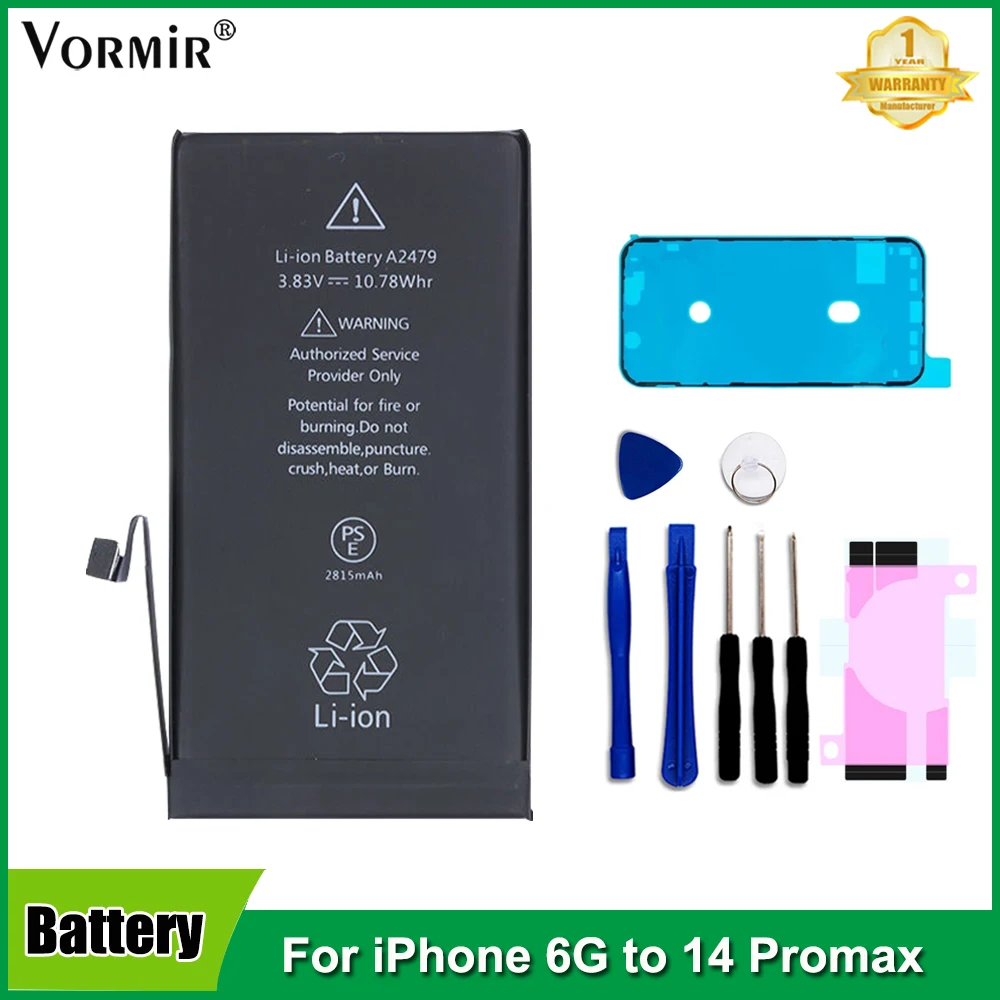 

Vormir Battery For iPhone 12 11 13 Pro Max 8 7 6S 6 X XS XR Replacement Battery Lithium Polymer Original Capacity Bateria Parts