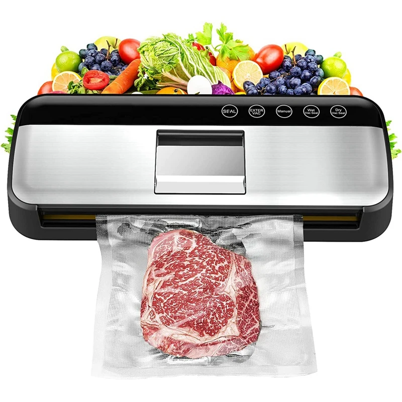 Vacuum Sealer Machine, 85Kpa Full Automatic Vacuum Food Sealer, 5 Food Modes, 15 Vacuum Sealer Bags For Moist US Plug