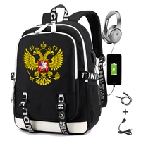russia flag emblem backpack for teenagers school laptop bag men waterproof rucksack student bookbag with usb charging