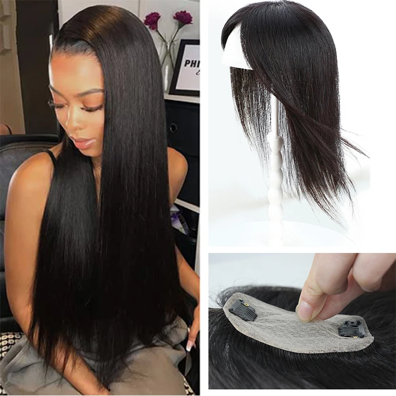 Natural 16x18 cm Free Part Soft Toupee Straight Silk Base Natural Black Human HairToupee Brazilian Remy Hair