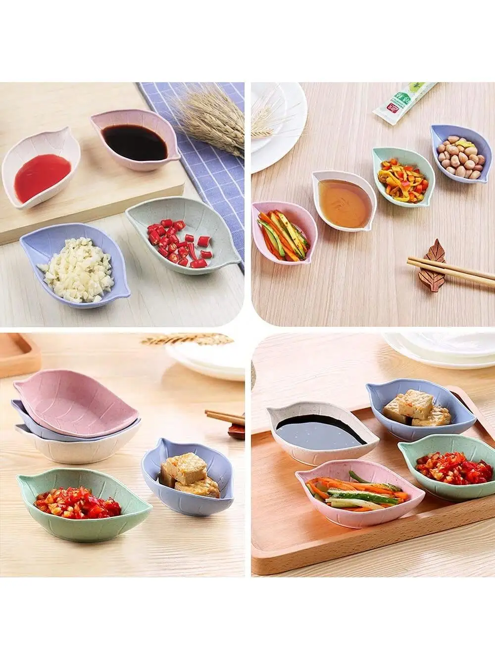 4 Упаковки Посуды Для Соуса В Форме Листьев Экологически Чистые Пластиковые