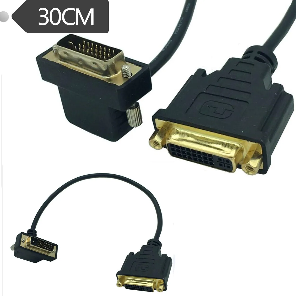 

DVI-D DVI-I 90 degree bend DVI24+1 male/bus computer monitor dvi line HD cable cable 0.3m