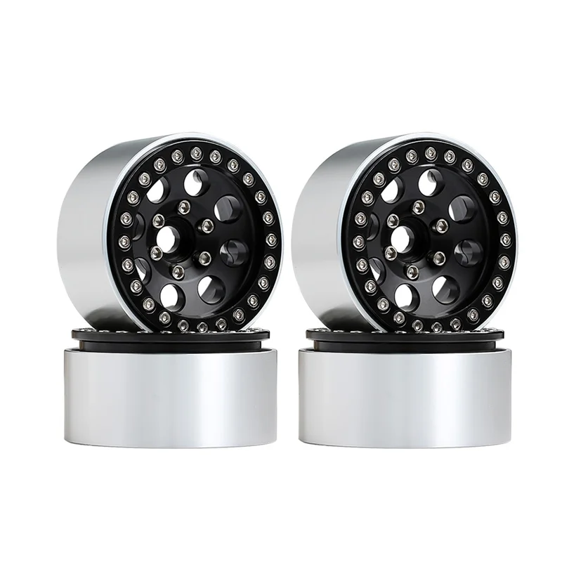 

4PCS Metal Beadlock 1.9 Wheel Rim Wheel Hub for 1/10 RC Crawler Car Axial SCX10 90046 AXI03007 Traxxas TRX4 D90,Black