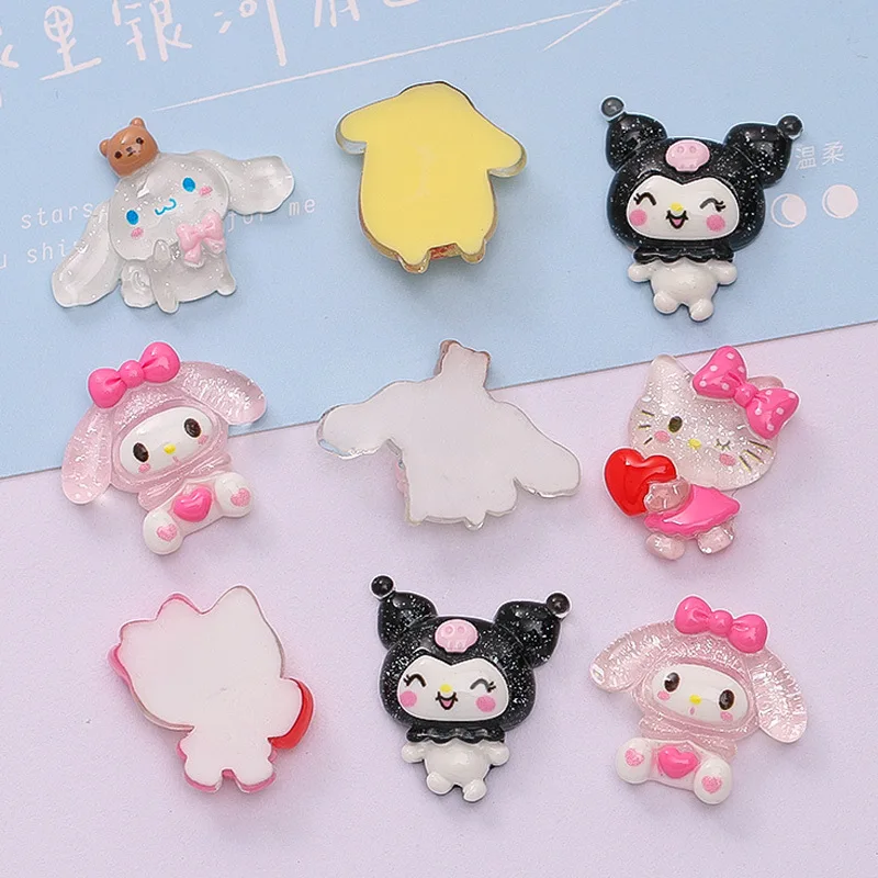 10 шт. Kawaii Sanrio аниме Hello Kitty Kuromi милая My Melody Cinnamoroll блестящая ледяная прозрачная