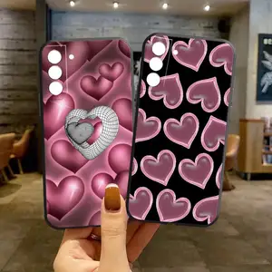 Solid Heart Pattern Phone Case For Samsung S21 FE S10 LiteS10 5G S21 S20 FE S22 Plus S9 Ultra S8 Lit in Pakistan