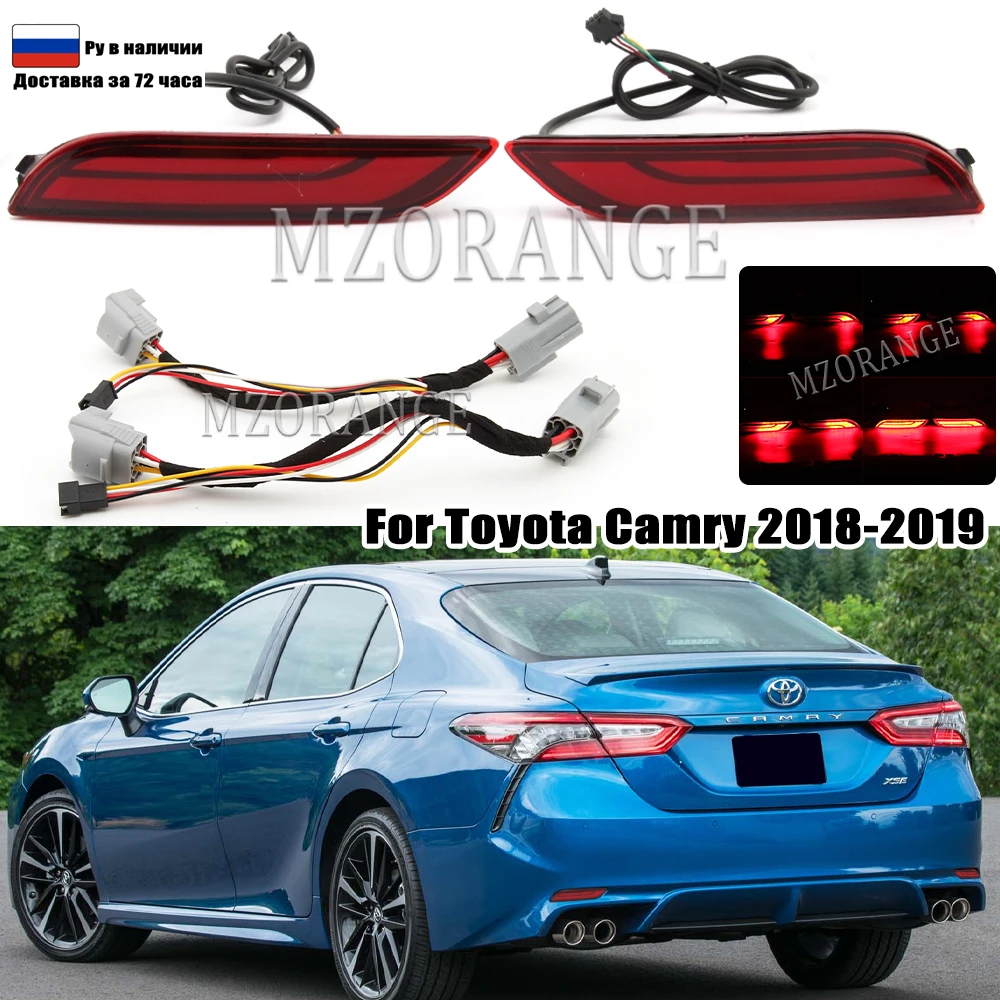 3 Functions Rear Bumper Light For Toyota Camry 2018 2019 Tail Turn Signal Reflector Brake Warning Lamp Car Accessories 1 Pair