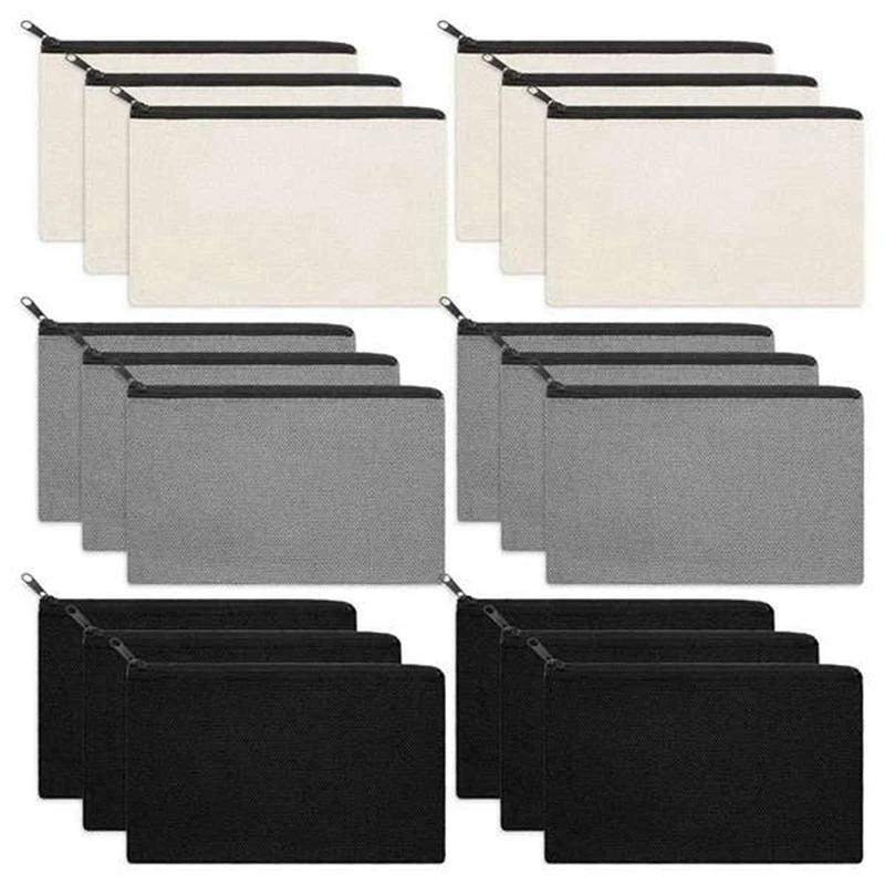 

18 шт., холщовые сумки для макияжа на молнии