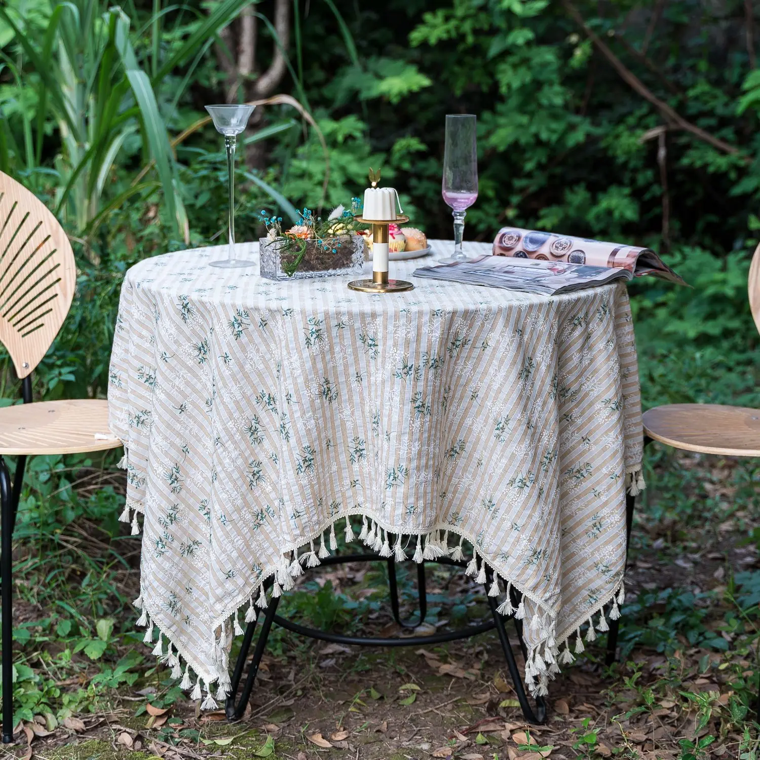 

Tablecloth French Retro Lilac Floral Lace Table Cloth Cover Pastoral Style Ins Fresh Coffee Table Rectangular Home Decoration