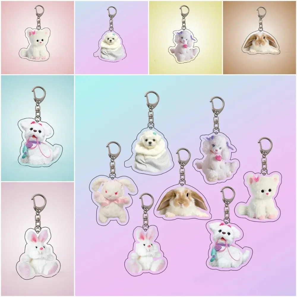 

Bunny Puppy Doll Animal Bunny Puppy Keychain Car Key Ring Bag Pendant Acrylic Puppy Pendant Cute Acrylic Bunny Doll Keychain
